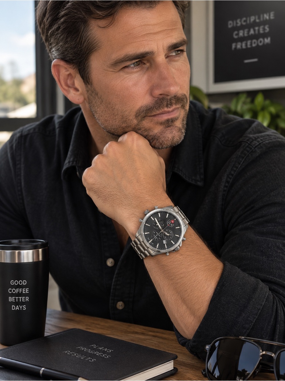 JDM Alpha Chronograph Stainless Steel Military Watch - Swiss Made Unisex